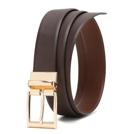 Genuine Italian Reversible Leather Belt for Men | Adjustable Pin Buckle |Formal Belts