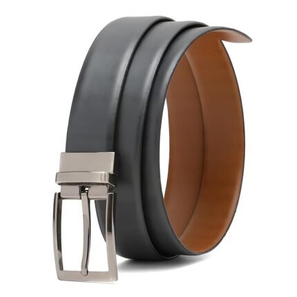 Italian Reversible Leather Belt for Men | Adjustable Pin Buckle |Formal Belts for Men
