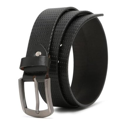Black Handmade Leather Stiched Belt for Men