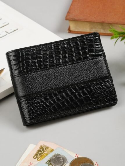 TYBELT Black Leather Wallet for Men | 8 Cards Slots, 4 Cash Compartments | Classic Style