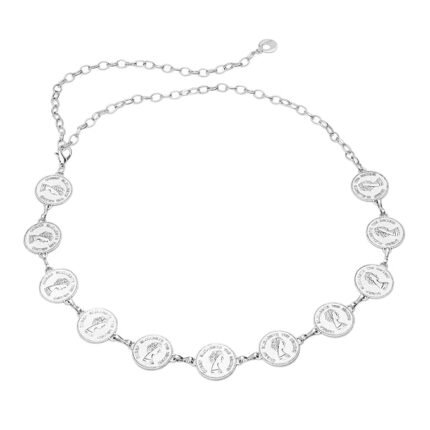 TYBELT Women’s Silver Coin Waist Chain Belt – Adjustable Metal Belt