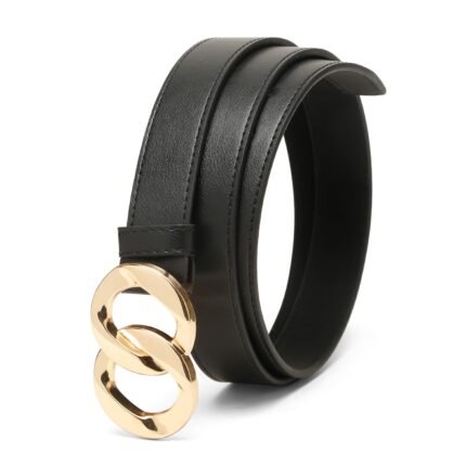 TYBELT Women’s PU Leather Belt | Double Ring Gold Pin Buckle