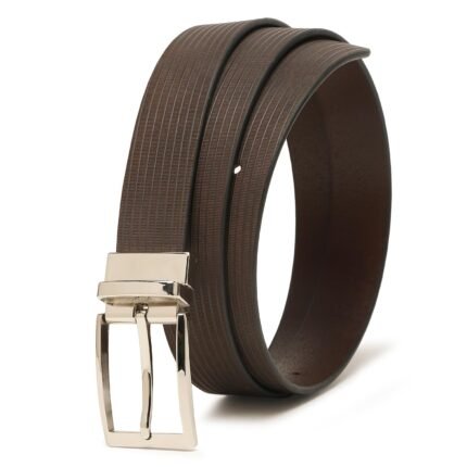 Brown Genuine Leather Men’s Belt with Silver Pin Buckle