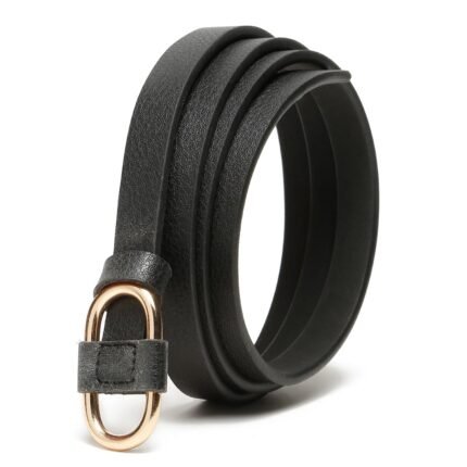 TYBELT Black Women's Vegan Leather Belt – Adjustable Stylish Belt for Dresses & Jeans