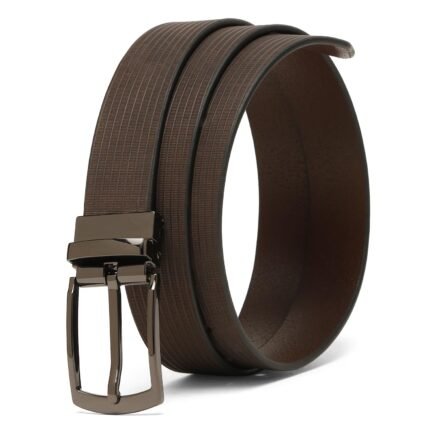 Brown Genuine Leather Men’s Belt with Gunmetal Pin Buckle